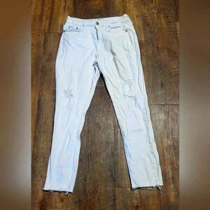 Deja Bleu - White Denim,  Cropped. Distressed, Size 10